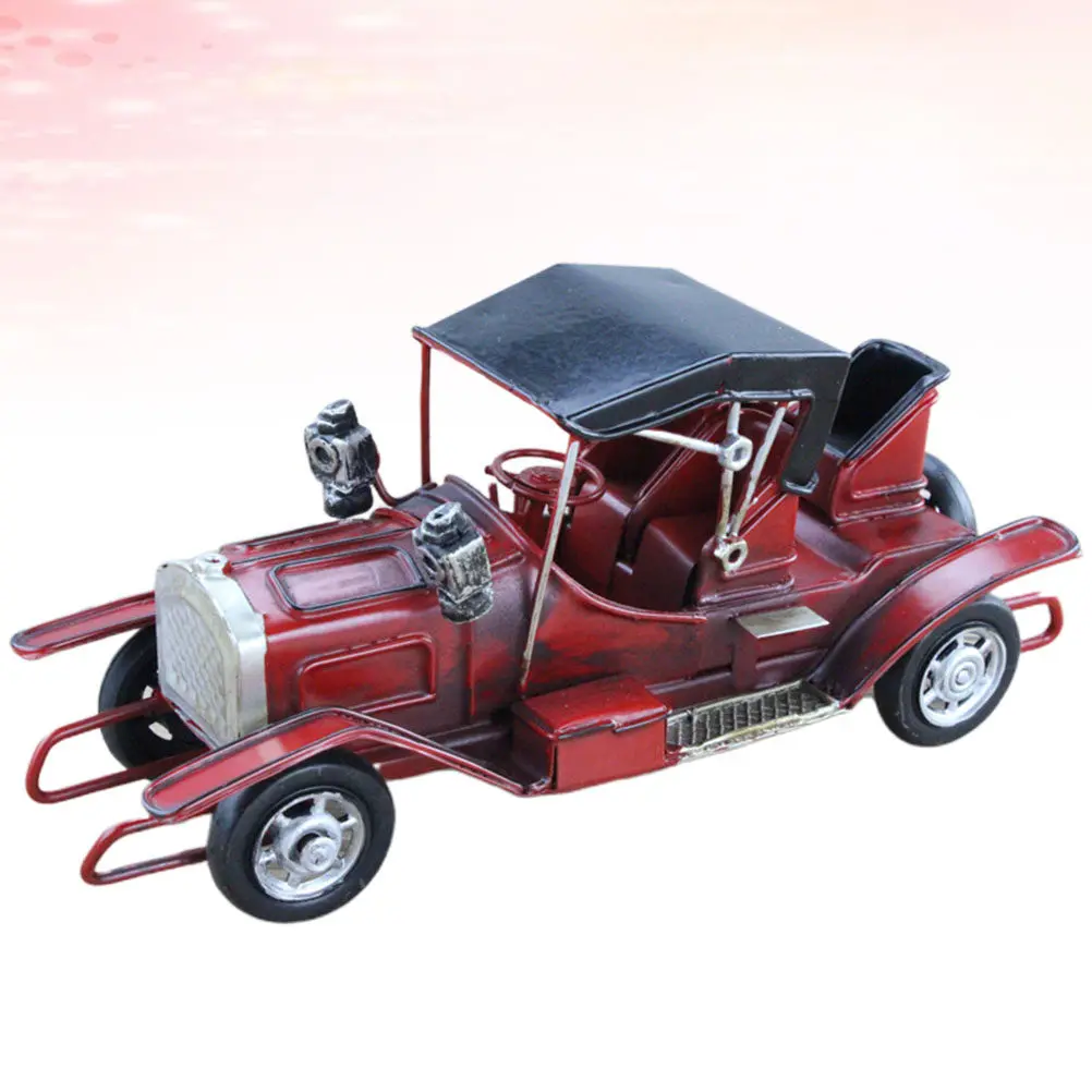 European Iron Retro Truck Simulated Auto Crafts Desktop Decoration Classic Vintage Household Furniture Adornment Red