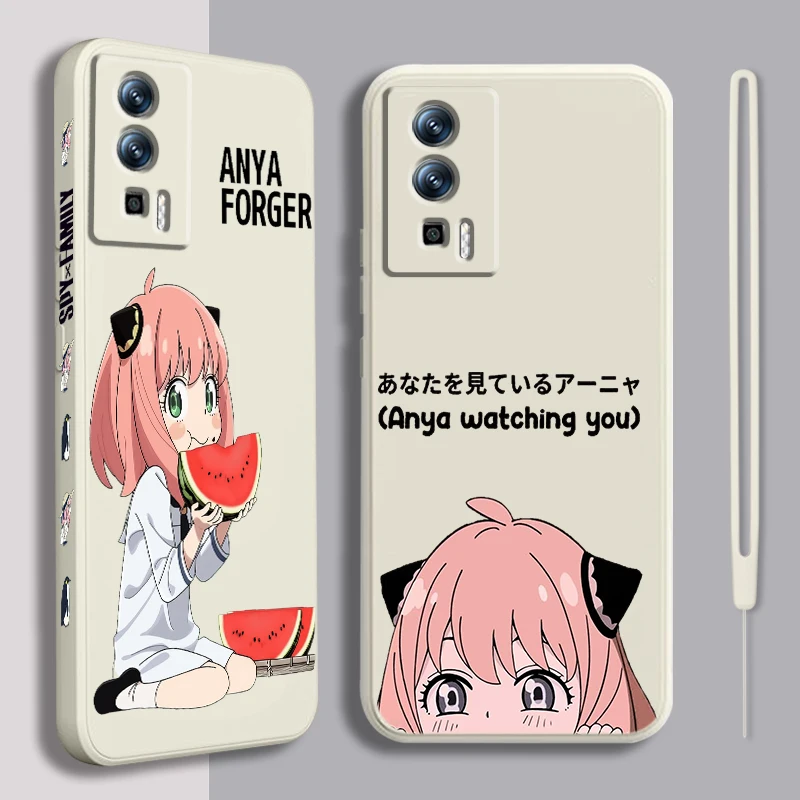 

S-Spy G-Game Anya F-Forger Cartoon Liquid Left Rope For Xiaomi Redmi 13C 12 12C K60 A1 K50 11 K40 10C 10 9A 9AT 9T 9C 5G Cover