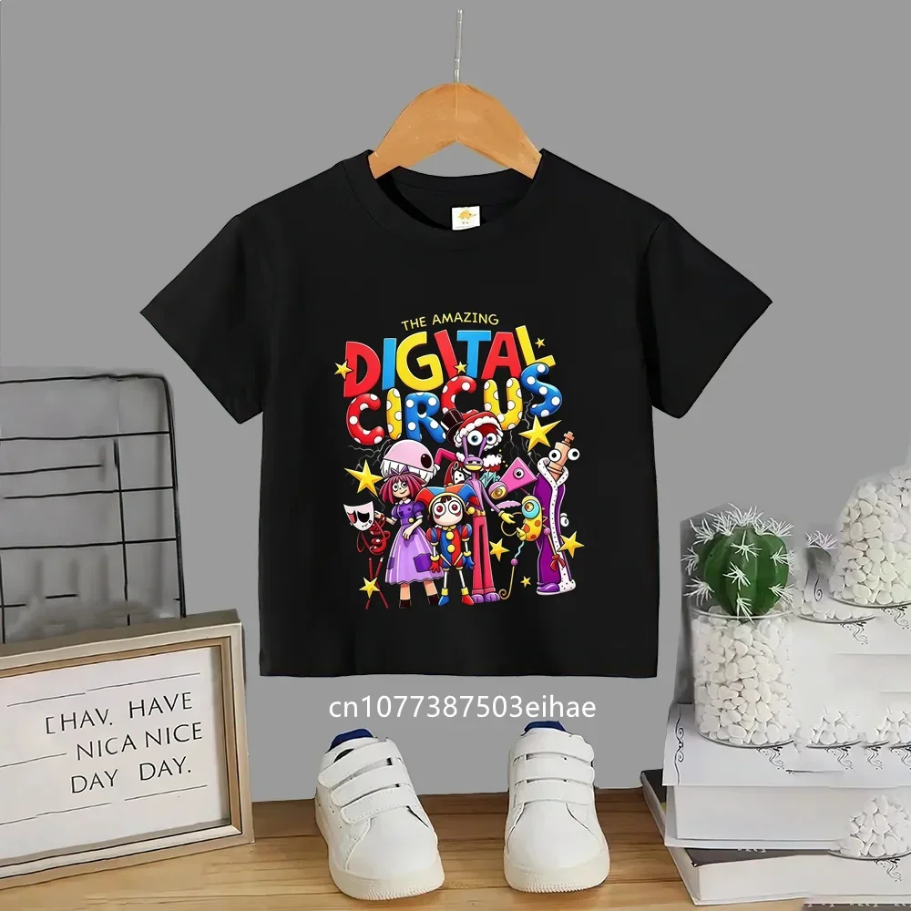 Children's Short Sleeve Cotton Tee the Amazing Digitals Circus Graphic Design Casual Anime Summer Wear for Boys And Girls