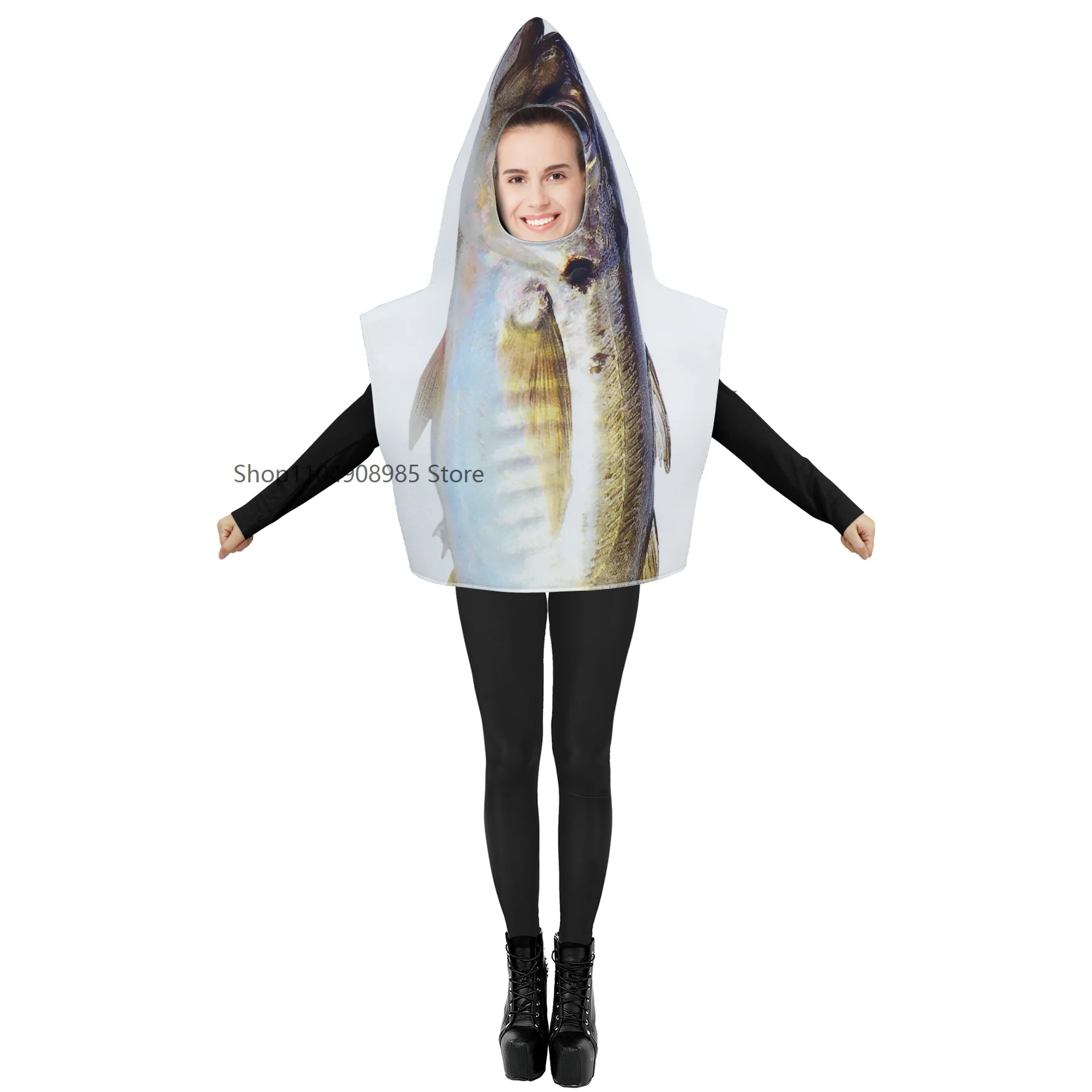 

Decapterus Maruadsi Costume Halloween Party Suits Women Funny Fish Disguise Adult Purim Carnival Party Clothes