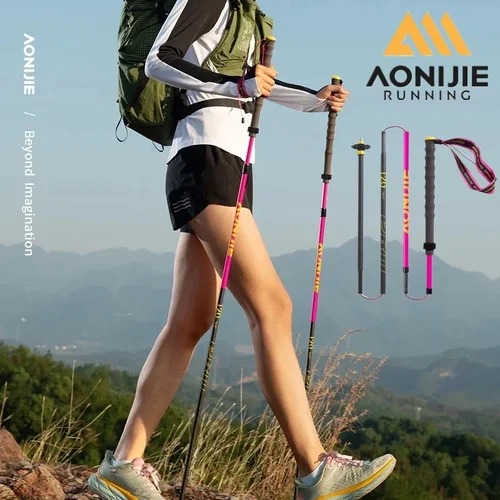 2 uds AONIJIE E4214 110cm 120cm senderismo fibra de carbono postes de fondo plegable bastón de Trekking bastón ligero
