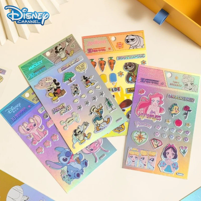 Disney Zootopia Stitch Mickey Mouse Stickers 3D Cartoon Animal Children's Toy Phone Case Luggage Diary Reward Stickers