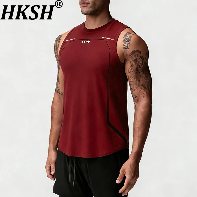 

HKSH Men Tide Summer Vest American Style Youth Round Neck Pullover Sports Tank Top Trendy Printed Sleeveless Undershirt HK20466