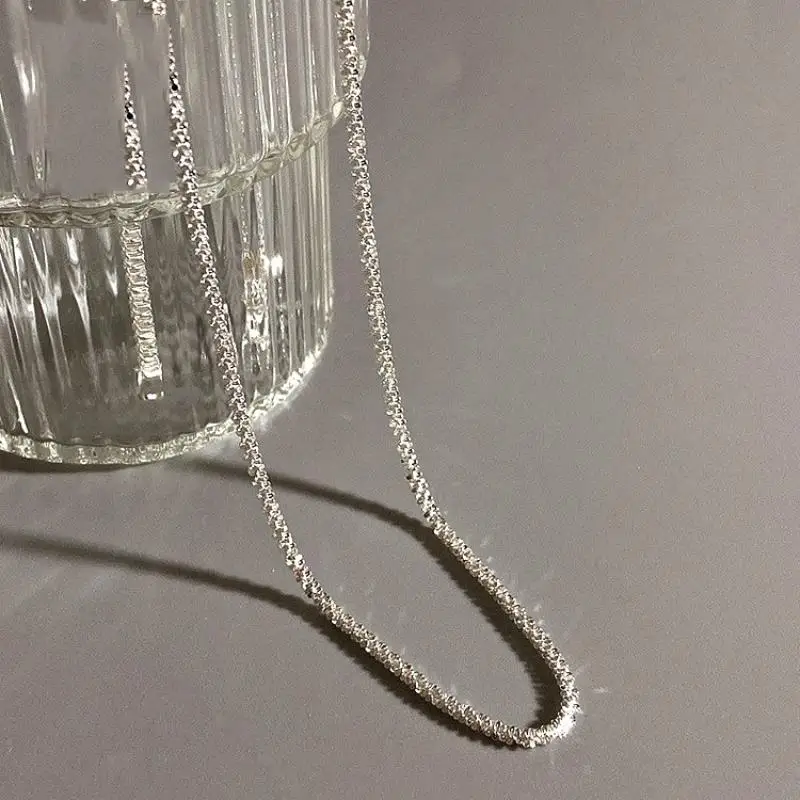 2024 New Popular Silver Colour Soft Sparkling Clavicle Chain Choker Necklace for Women Fine Jewelry Wedding Party Gift