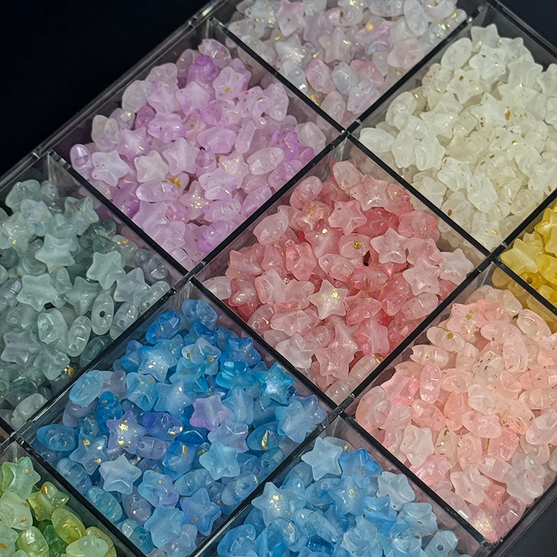 

100pcs 10mm Star Shaped Beads Matte Dual-Tone Gradient Craft Supplies Bulk DIY Jewelry Making Loose Beads Wholesale