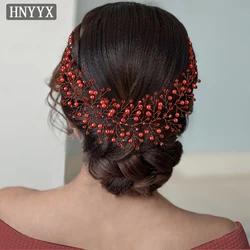 HNYYX moda accessori per capelli in cristallo matrimonio rosso perla capelli vite per le donne sposa festa gioielli copricapo A261