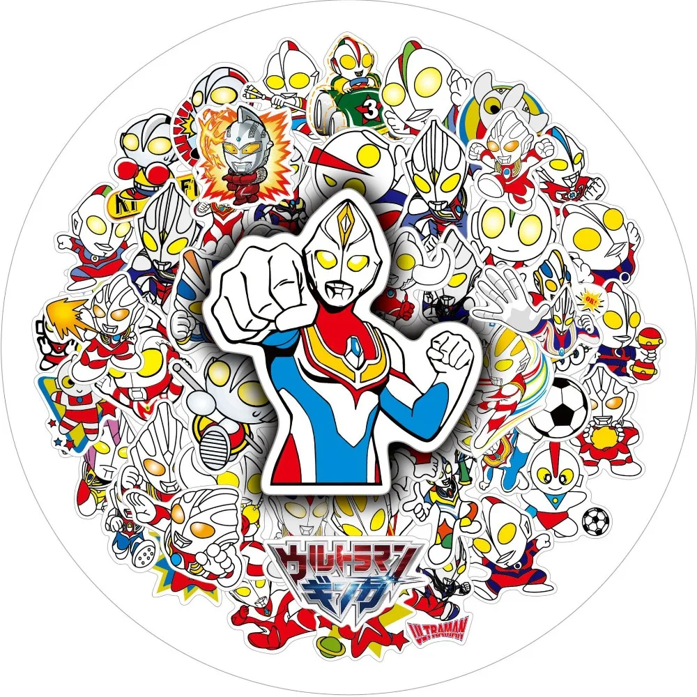 50 قطعة من ملصقات الكتابة على الجدران الكرتونية الترامان الشارات حقيبة الكمبيوتر المحمول الغيتار الديكور DIY بها بنفسك لعبة كلاسيكية للأطفال