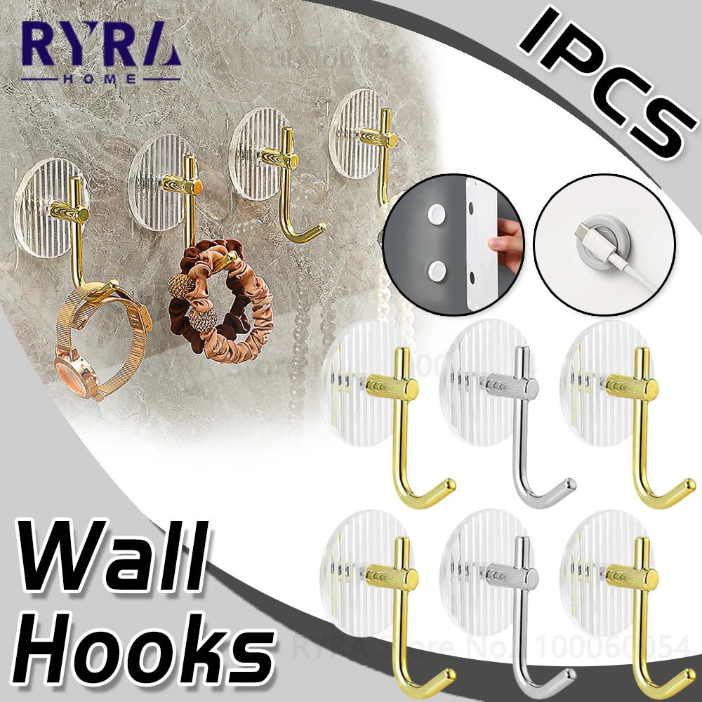 Acrylic Hook For Bathroom Self-adhesive Hooks Bath Towel Holder Wall Hanger Hooks Key Holder On The Wall Bathroom Accessories