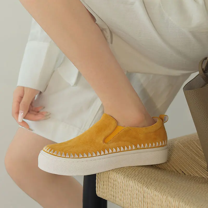 2026new spring autumn women pumps natural leather 22-25cm sheep suede+sheepskin round toe platform loafers high heel women shoes