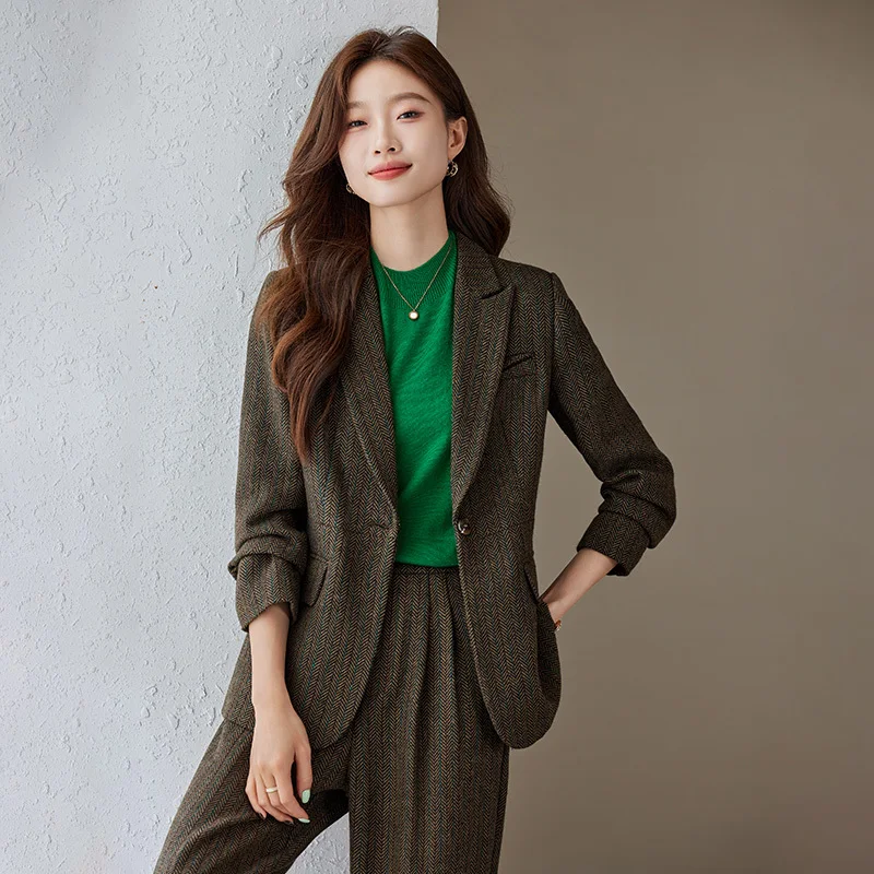 

High Quality Fabric Formal Pantsuits with Pants and Jackets Coat for Women OL Styles Business Professional Blazers Trousers Set