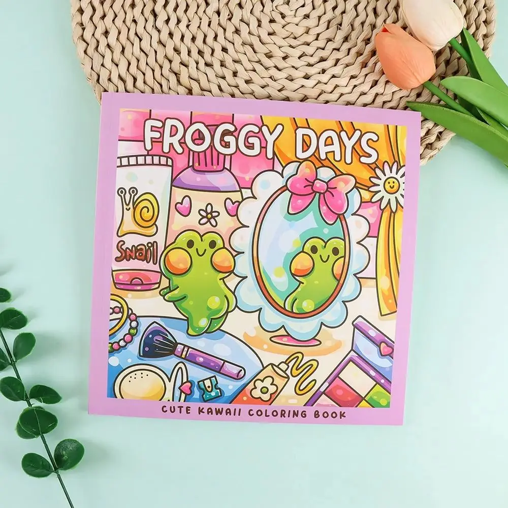 Froggy Days Cartoon Coloring Book Fuzzy Tales Charming Frog Graffiti Copy Sketch Book Early Education Enlightenment