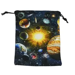 Velvet Cloth Pouch Cotton Velvet Colorful Printing Drawstring Small Bag for Tarot Card Enthusiasts Psychological Counselors