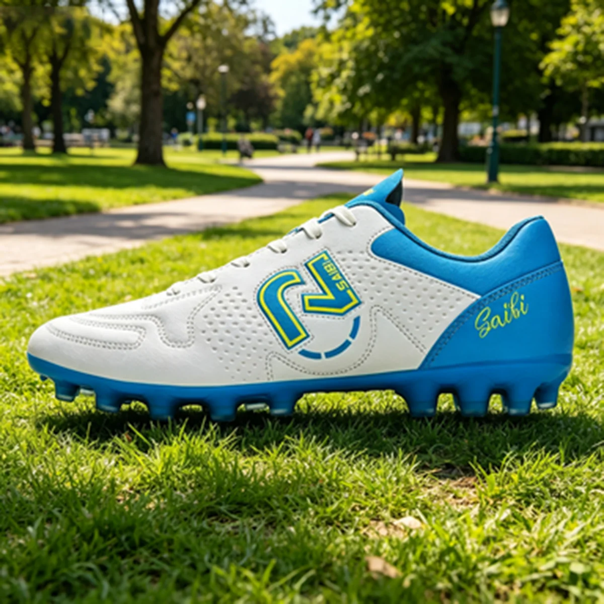 AG FG Athletic Soccer cleats Soft PU Woven Fabric TPU Long Studs Sole Abrasion Resistant Cost-effective for Daily Play