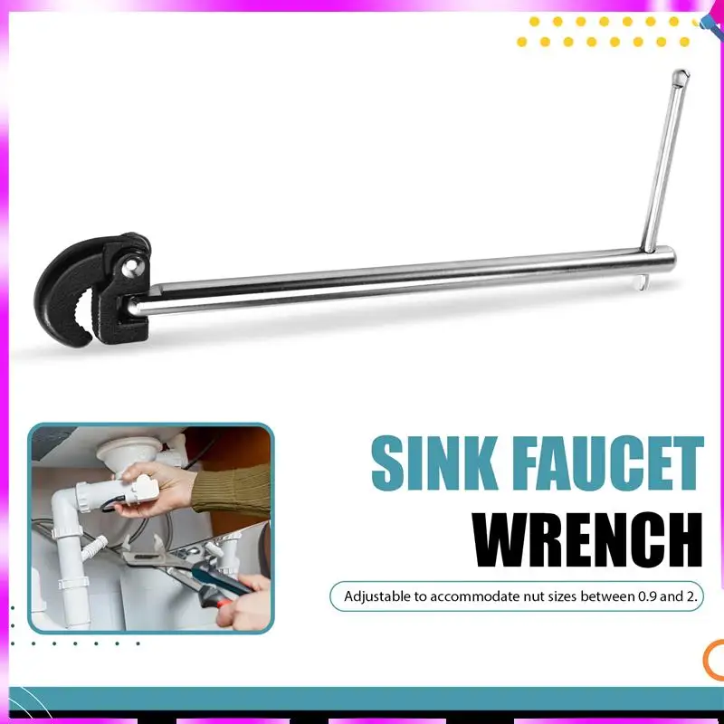 

N96R Sink Faucet Basin Wrench Tap Nut Wrench Basin Spanner 3/8 To 1-1/4 Inch Jaw Capacity For Tight Spaces