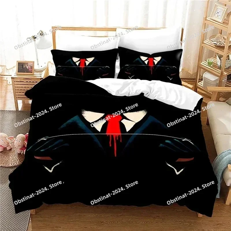 Game Hitman Killer 3D Printing Comforter Bedding Set,Duvet Cover Bed Set Quilt Cover Pillowcase,King Queen Size Bedding Set Kid
