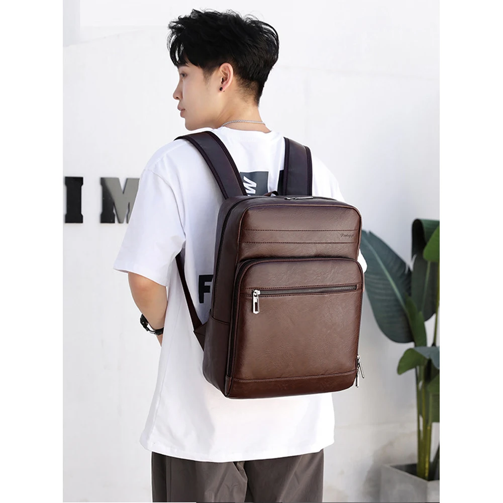 Men Multi-functional Backpack Fashionable PU Leather  Large Capacity Comfortable Laptop Bags School Business Leisure Backpacks