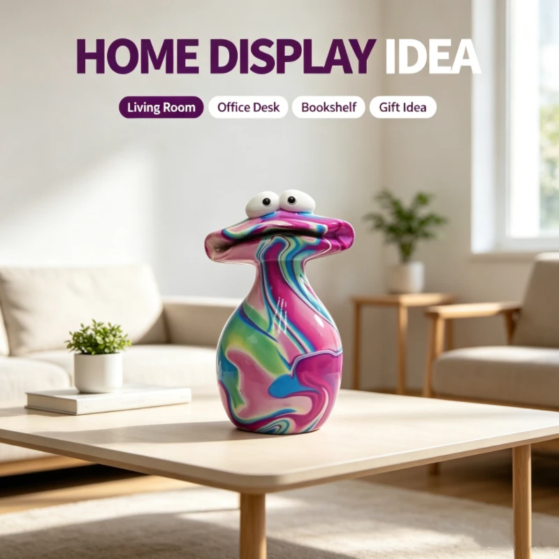 Color splashing ink art mushroom figure Internet celebrity cartoon living room desktop atmosphere decoration collection
