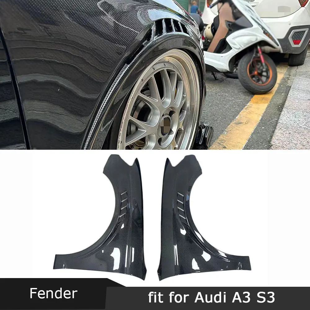 

JMCARCOOL Carbon Fiber Fender Cover BodyKit Accesorios Para Auto Front Bumper Side Fender Trim Splitter For Audi A3 S3 2014-2020