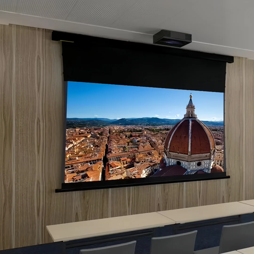 150 Inch Tab-Tension Wall/Ceiling 4K ALR Ambient Light Rejecting Electric Motorized Cinema Projector Projection Screen