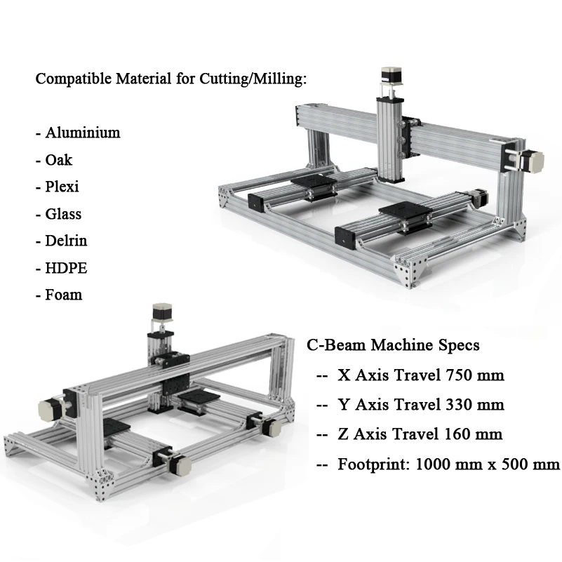 Openbuilds 4-Axis C-Beam XL CNC Router Mechanical Kit Engraver Milling Machine DIY Kit for MDF Wood Acrylic Metal PCB Carving