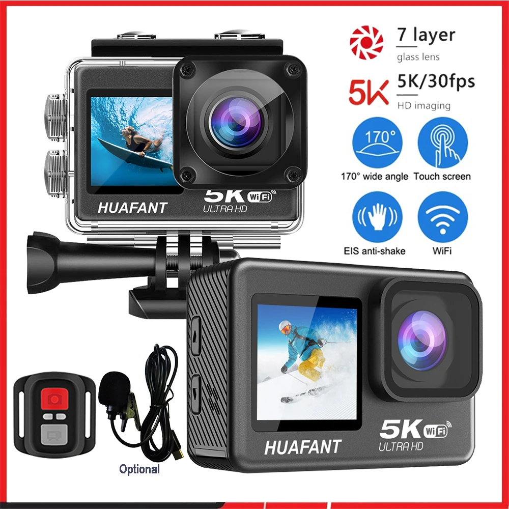 

Action Camera G9SE 5K30fps 4K60fps 48MP 2.0 Touch LCD EIS DVR Webcam Dual Screen Wi-Fi 170D Waterproof 30M 5X Zoom Sports Camera