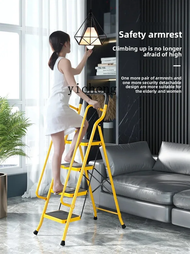 

ZK Ladder Home Collapsible Indoor Stairs Trestle Ladder Multi-Functional Thickened Step Stool home decoration accessories