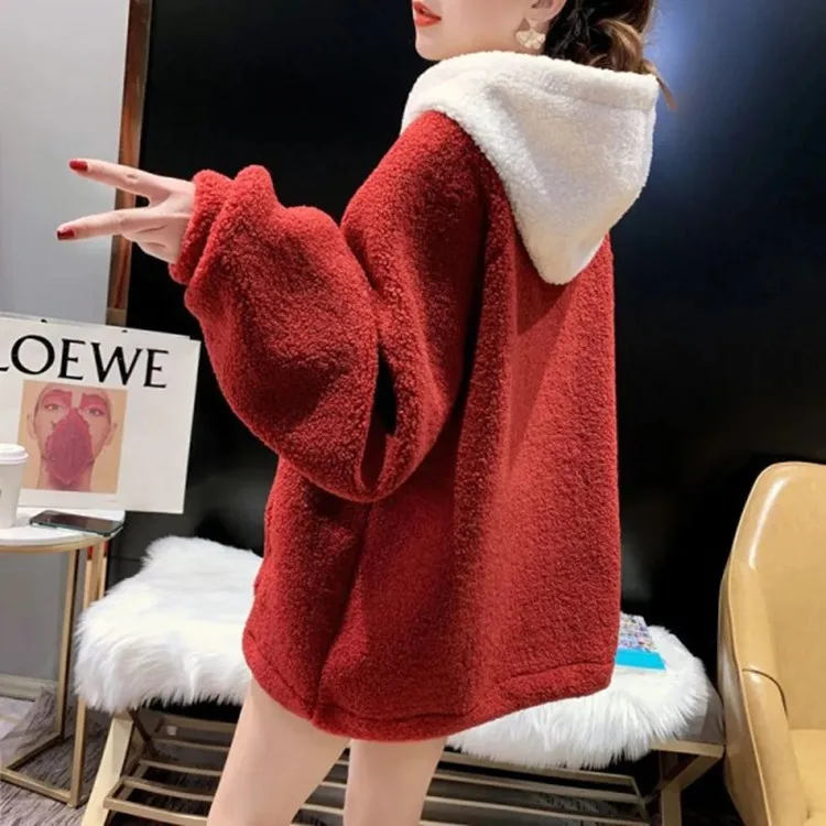 Winter Pullover Sweater Women Tops Cap Hodies Boho Casual Pocket Long Sleeve Pull Female Solid Warm Sweaters Pullovers