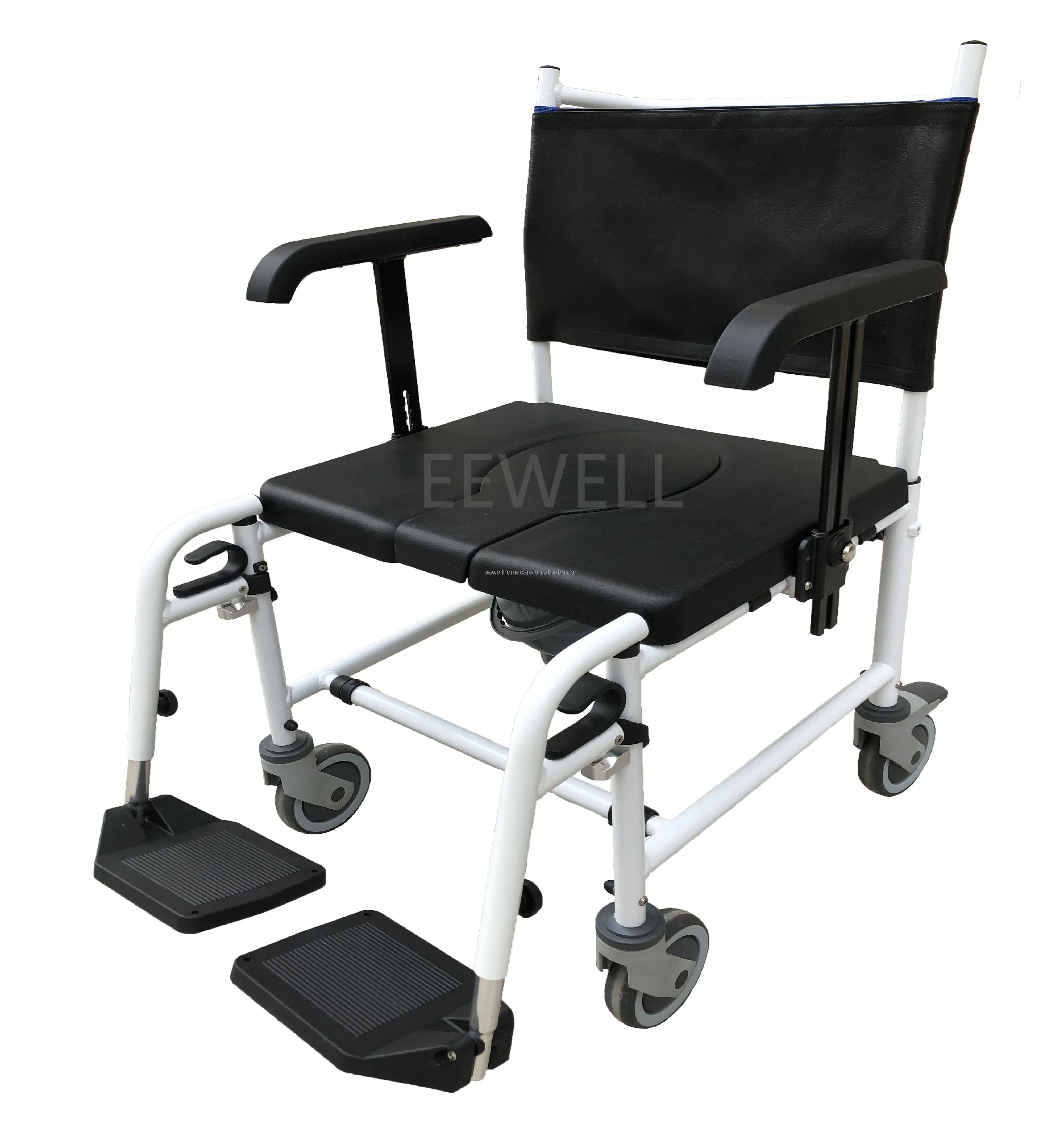 كرسي صوان يدوي لكبار السن والمعاقين من الألومنيوم مع مساند للذراعين قابلة للطي لمعدات إعادة التأهيل #2