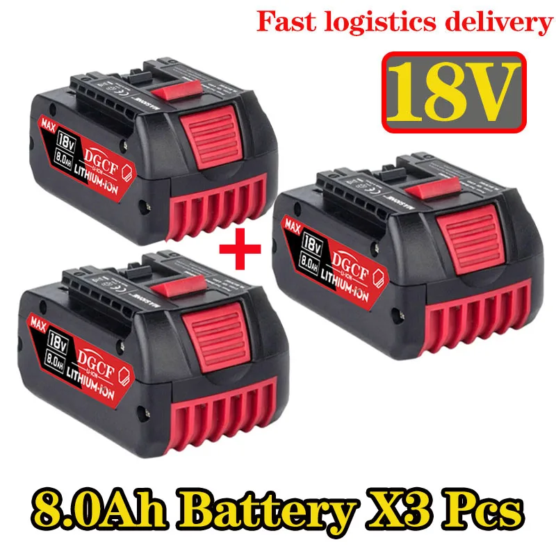 

100% Original 18V 8.0A Lithium Ion Rechargeable Battery for Bosch 8000mAh Spare Power Tools Portable Replacement Indicator