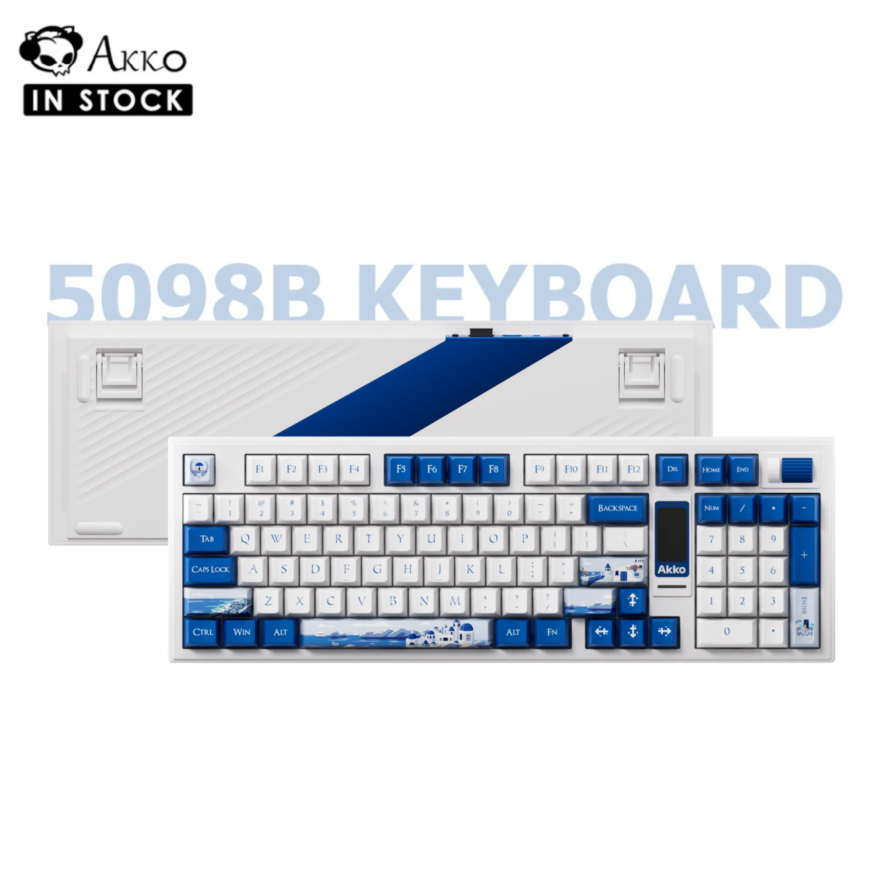 Akko 5098B Santorini Wireless Mechanical Gaming Keyboard With TFT Screen Vertical Knob 96 Keys Hot-Swappable RGB Backlit Gasket