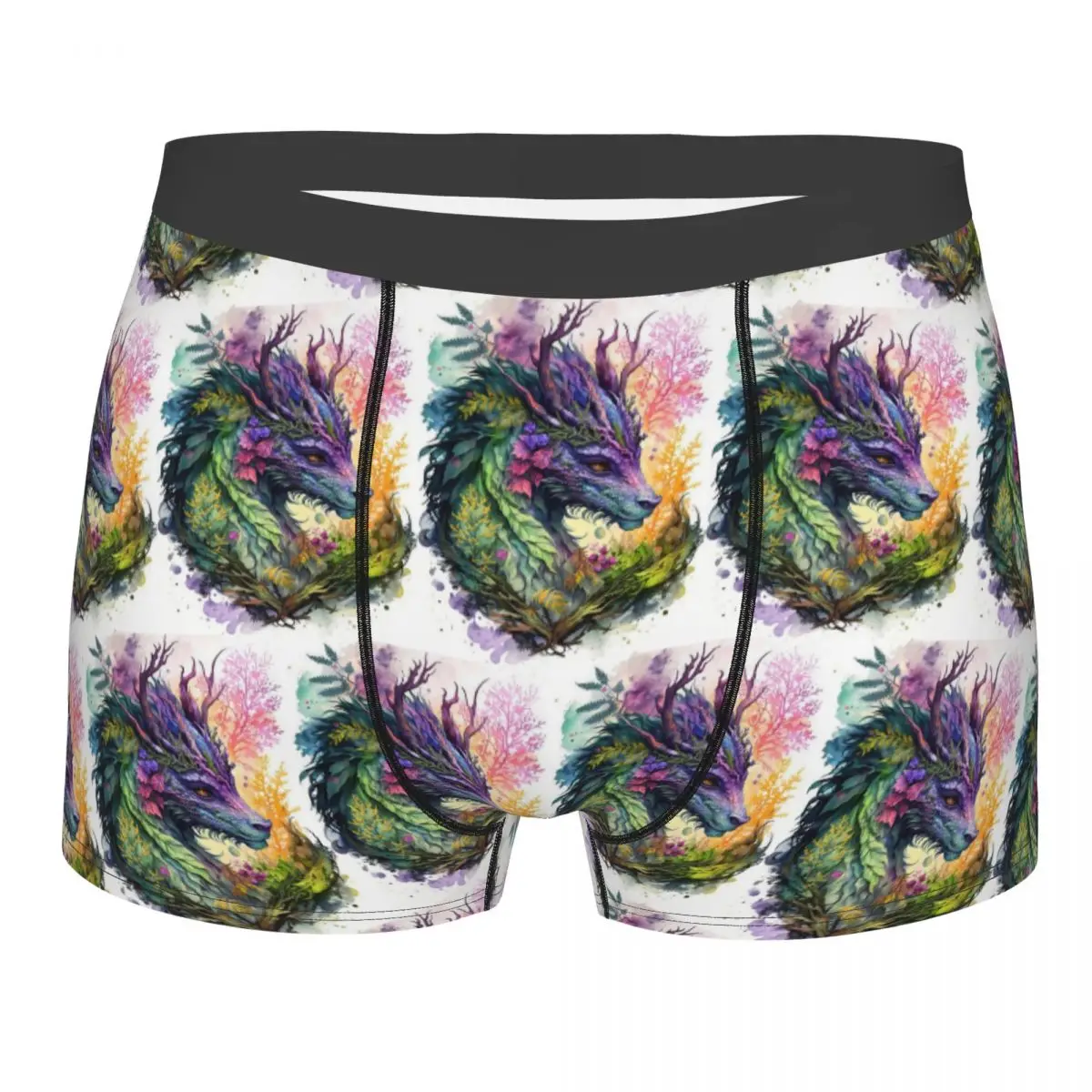 Boxer Underpants Shorts Mysterious Dragon Asian And Purple Flower Panties Men's Ventilate Underwear for Homme Man Gifts