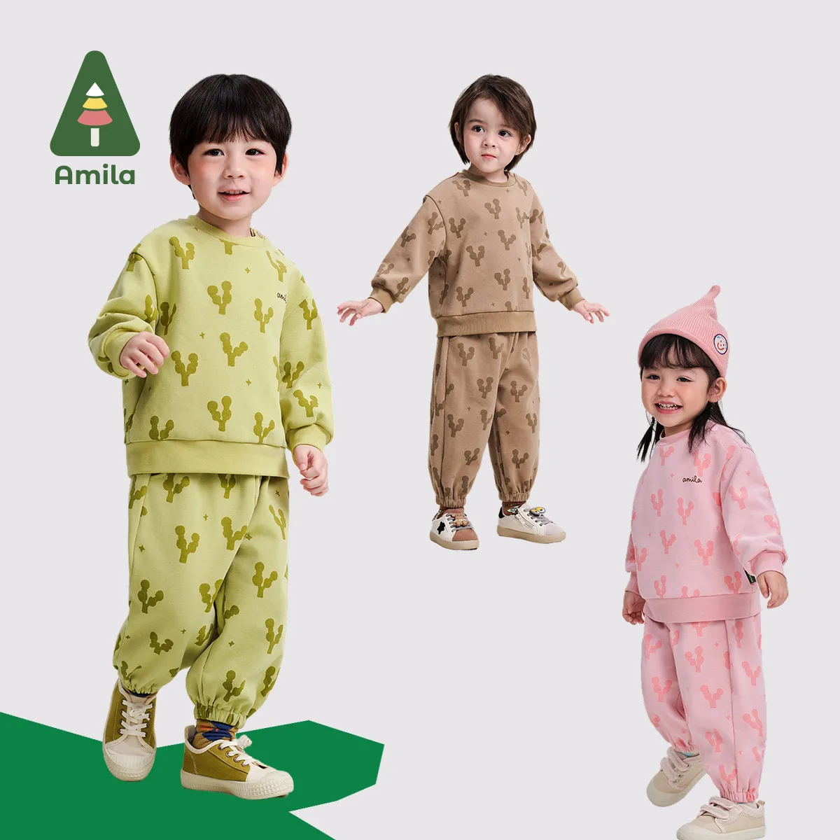 

Amila Baby Suit 2024 Winter New Boys And Girls Plus Velvet Warm Skin-Friendly Soft Cartoon Loose Casual Children's Clothing