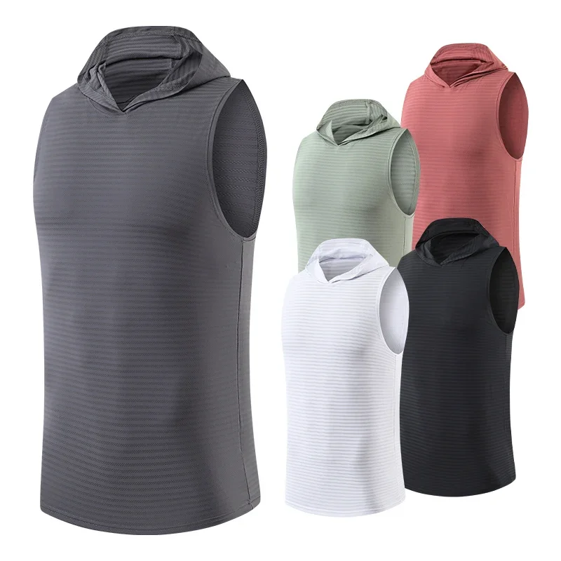 Mens Gym Top Sweatshirt Hoodies Running Vest Homme Hooded Compression Shirt Shirts Tops Fitness Sports Tees Undershirt Singlet