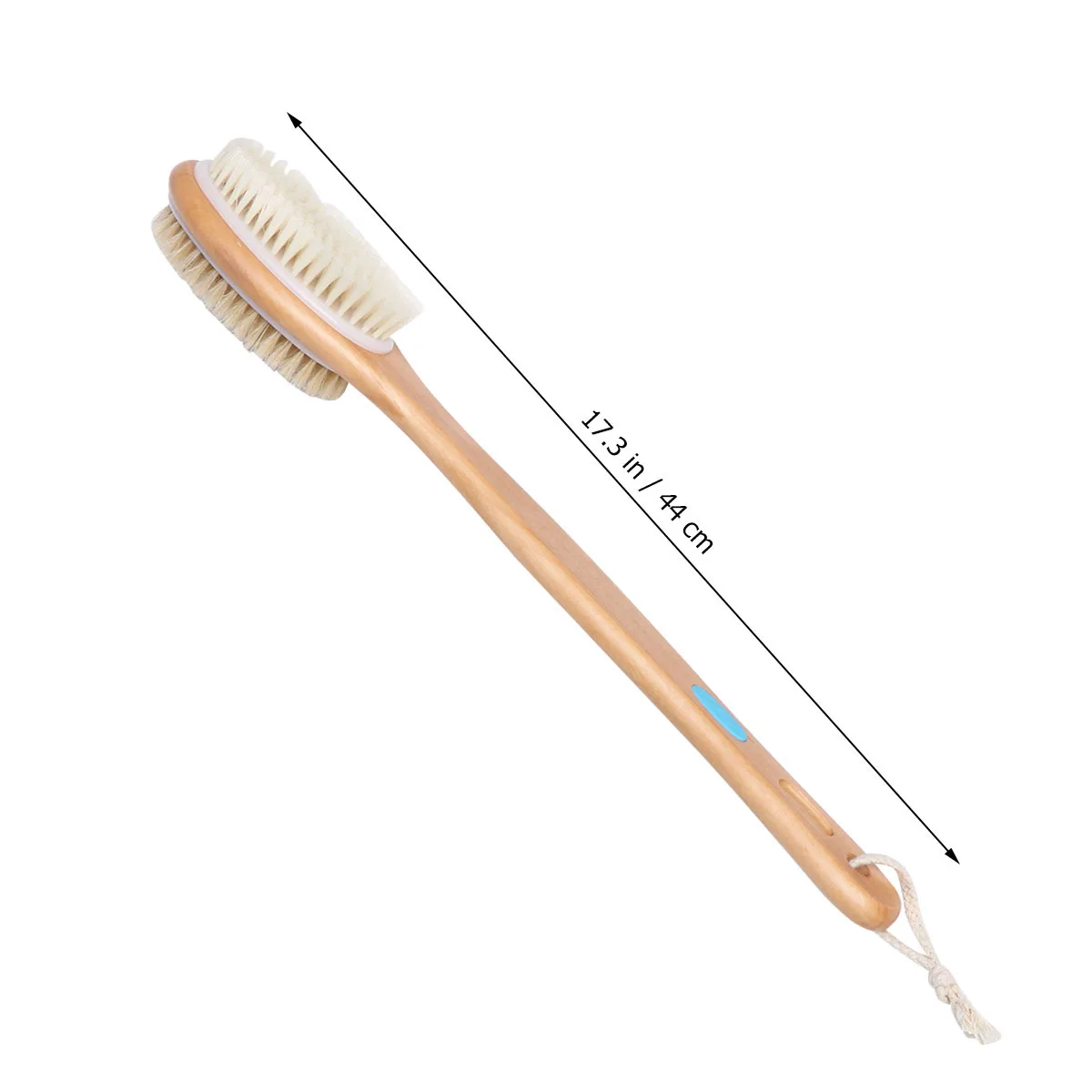 

Double-Sided Antiskid Silicone Bath Brush Hard Bristle Massage Back Scrubber Wood Color Hanging Rope Comfortable Deep Skin