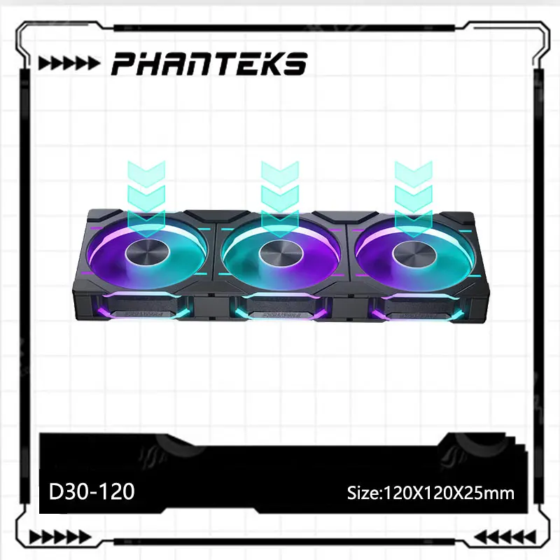 

Phanteks D30-120 чехол 120 мм вентилятор/обратный поток воздуха 4pin PWM, 30 мм толщиной/четырехсторонний волшебный цвет беспроводной строчки
