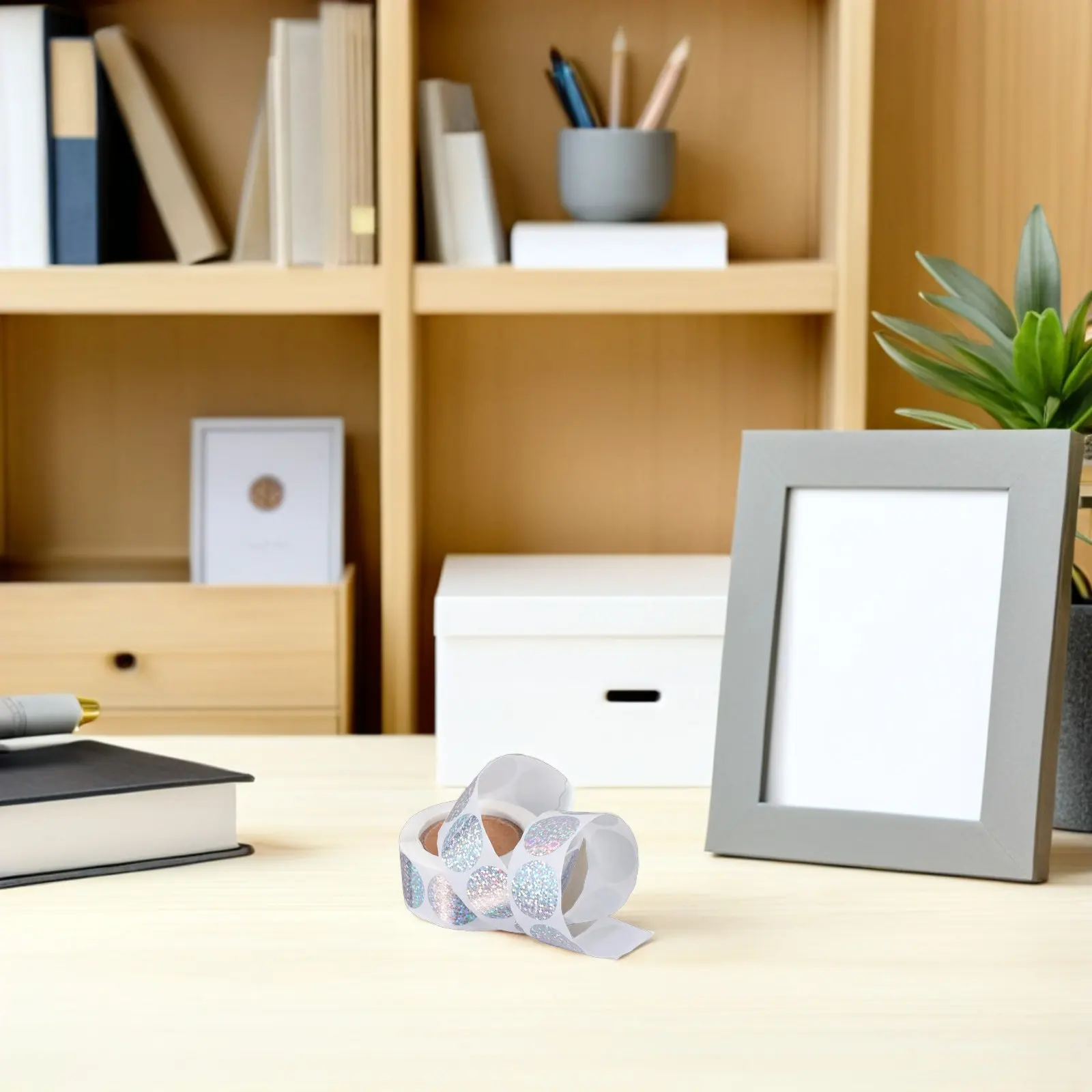 

6 Rolls Shiny Holographic Round Stickers 2.5cm Self Adhesive Dot Labels Multi Surface Adhesion for Envelopes Jars Calendars