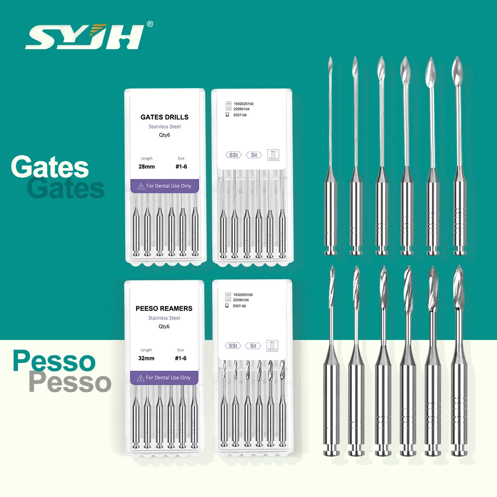 

6Pcs/Pack Dental Endodontic Gates Drill Glidden Rotary 28mm/32mm Engine Use Stainless Steel Endo Files #1-6 Dentistry Tools