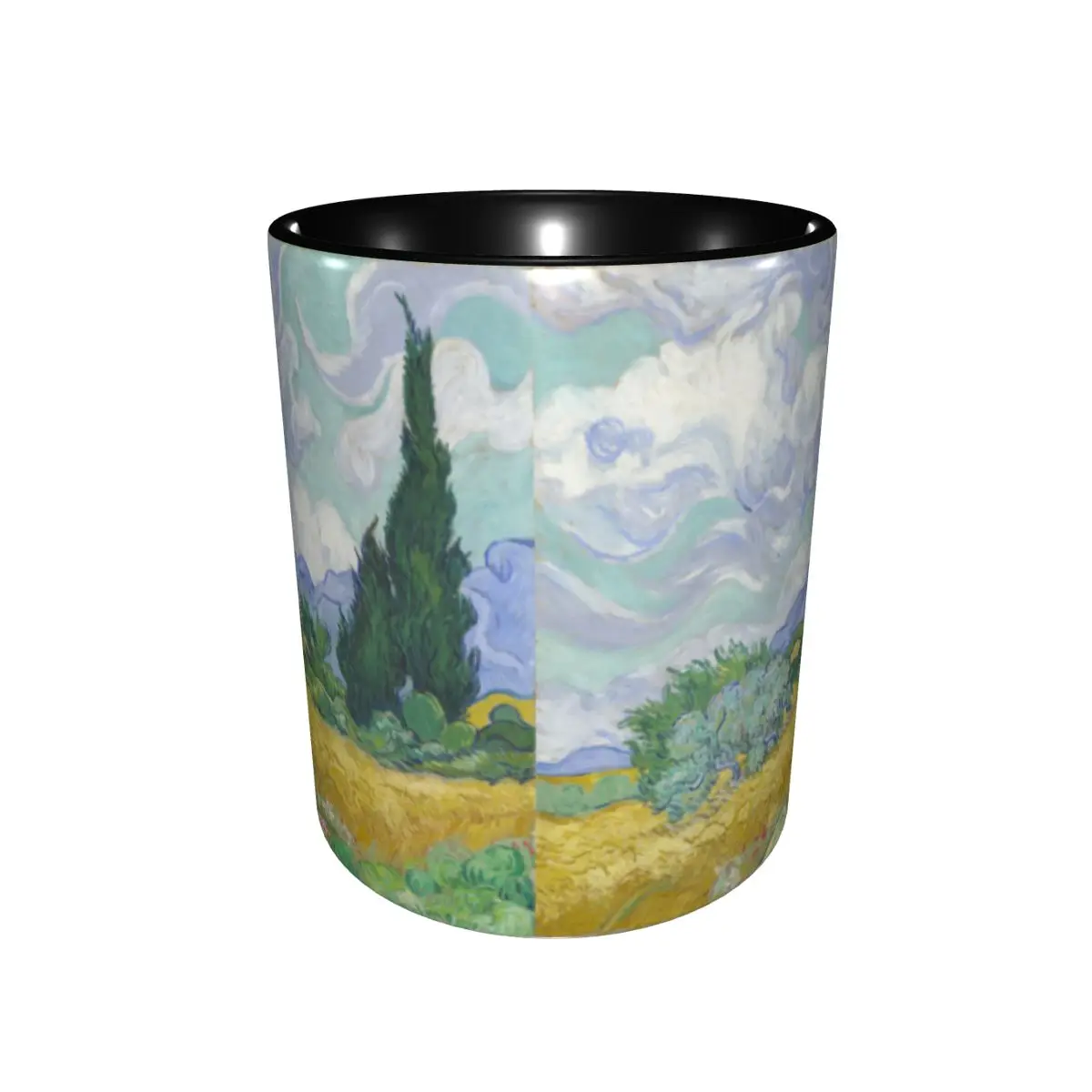 Van Gogh A Wheatfield, With Cypresses Creative Ceramic Coffee Mug Landscape Oil Painting Style Tea Milk Cup Breakfast Gift Mugs