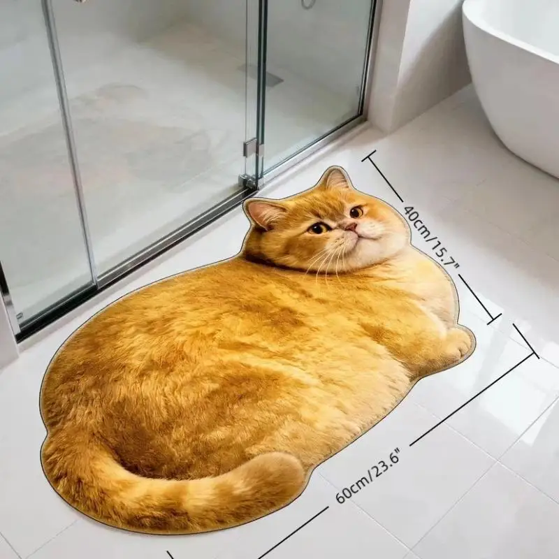 New-3D Cute Cat Shaped Diatomite Bath Mat Super Absorbent Non-slip Quick Dry Bathroom Doormat For Cat Lover Home Decor Gift