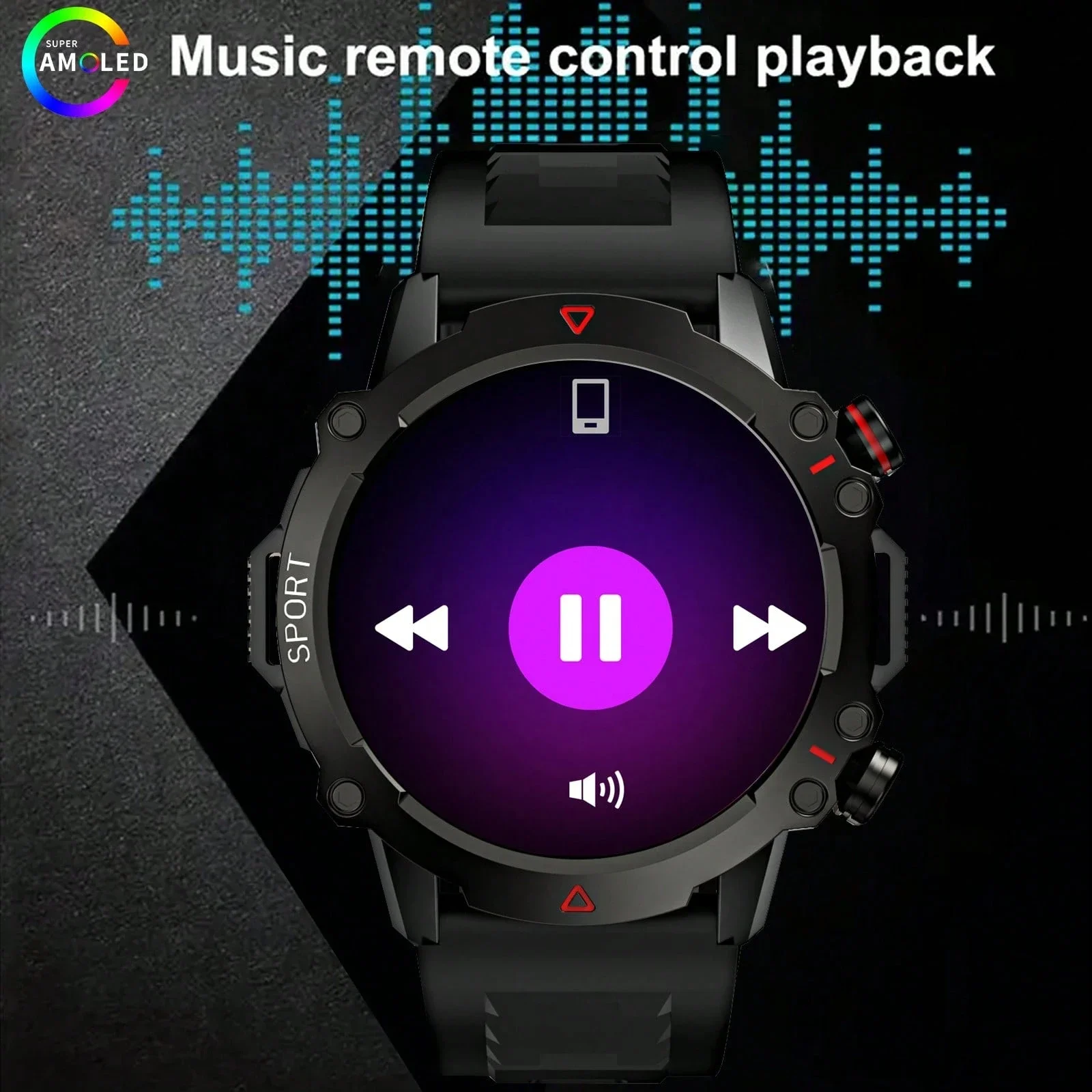 AMOLED SCREEN Chamada sem fio, modos multiesportivos, push de mensagens, foto remota, controle de música, rastreador de fitness ao ar livre | Desportivo