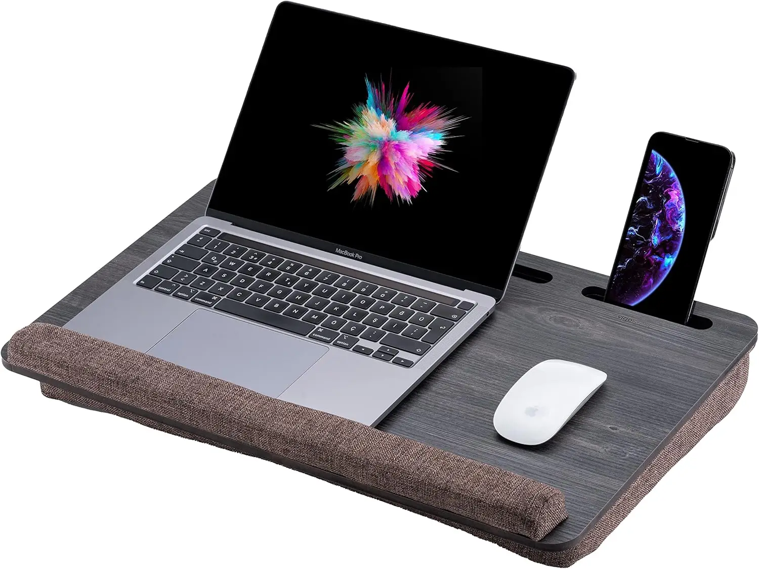 

Portable Laptop Desk with Cushion, Bed Lap Stand for Notebook, Black & Brown