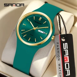 SANDA 6213 New Male and Female Student Watch Casual Simple Dual Calendar Fashionable Male and Female Student Quartz Watch 2024