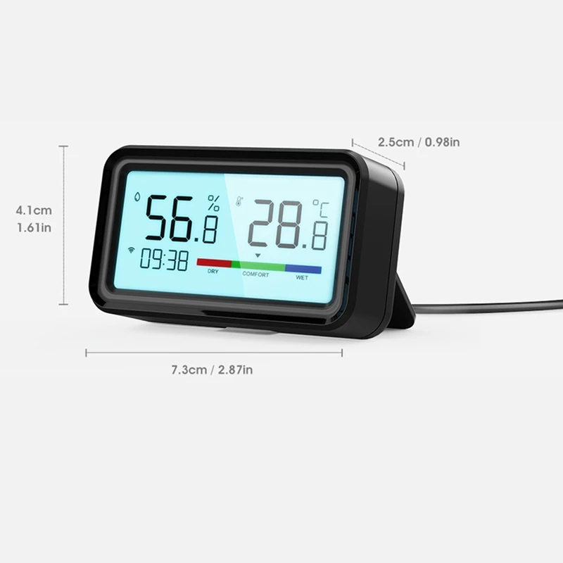 Capteur de température et d'humidité Tuya Smart WiFi, hygromètre sans fil avec LCD, alarme de liaison à distance domestique, Therye.com