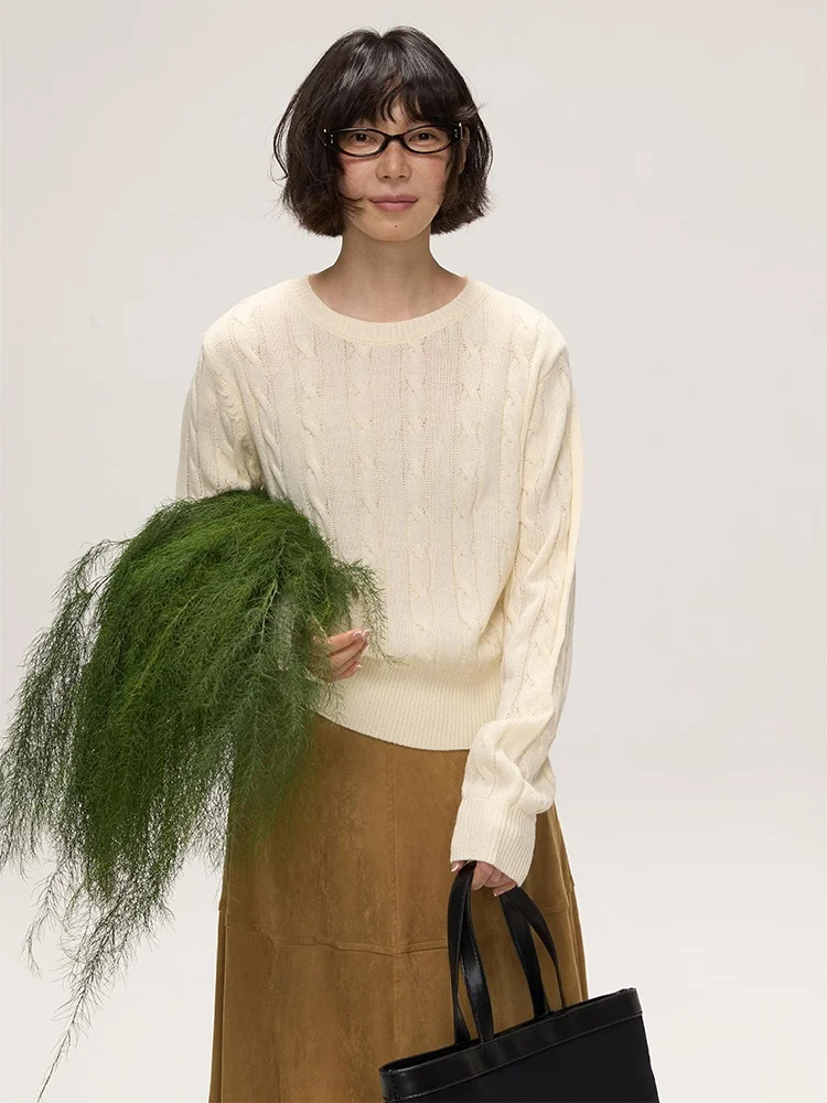 

Женский вязаный свитер Lazy Sle с круглым вырезом, повседневный топ в винтажном стиле, осенняя мода, удобный, дышащий, А-силуэтный дизайн