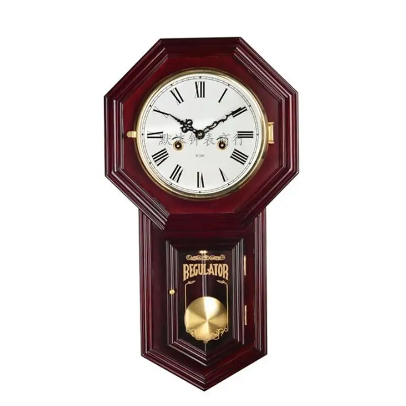 

Vintage all-copper movement, feng shui, living room, chiming gossip, swinging, wind-up, solid wood, mechanical wall clock