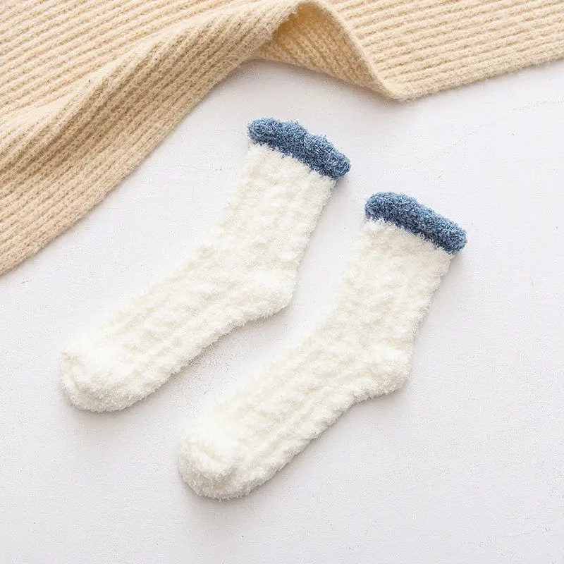 10 Pairs of Winter Cotton Socks Autumn and Winter Warm Floor Socks Padded Thickened Cotton Socks Fluffy Plush Mid-calf Socks