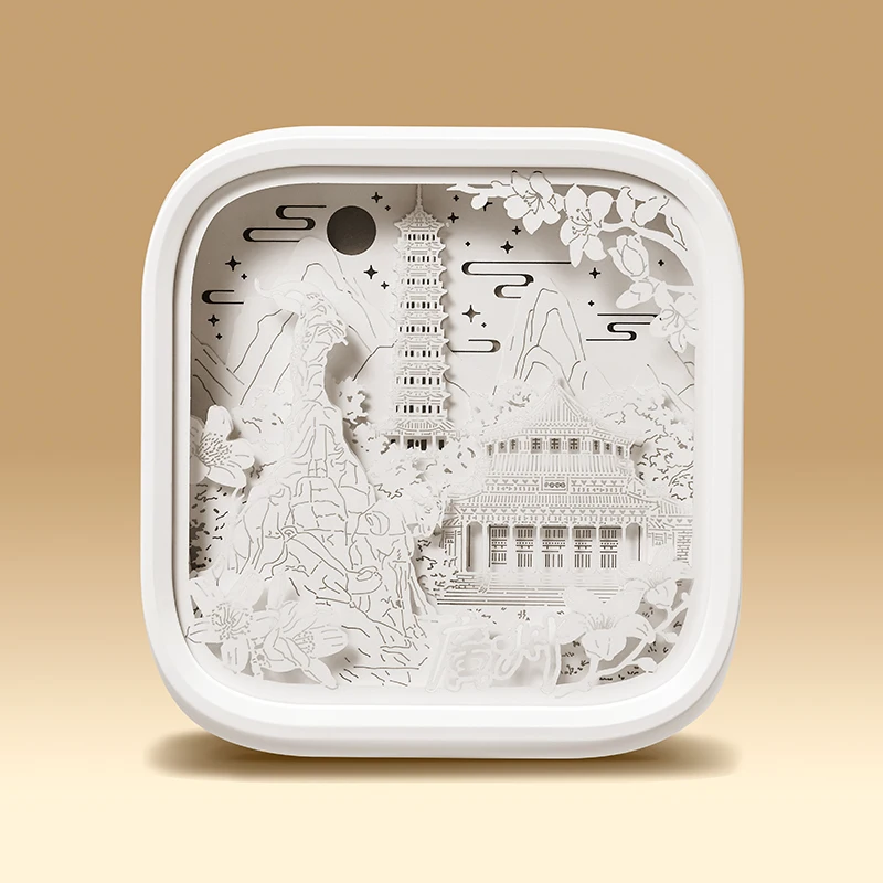 Luz noturna de corte de papel arquitetônico chinês, autêntico, lembrança de viagem, presente em miniatura, peça de exibição quente, ambiente, casa, acento