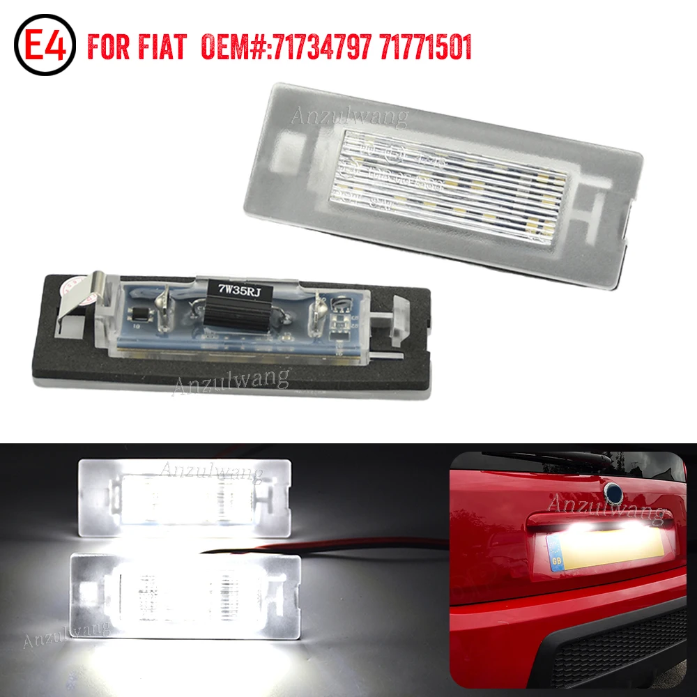 Error Free White LED License Number Plate Light Lamp 1Pair For FIAT Panda MK3 MK4 Typ 169 312 319 2003-2012 71734797 71771501