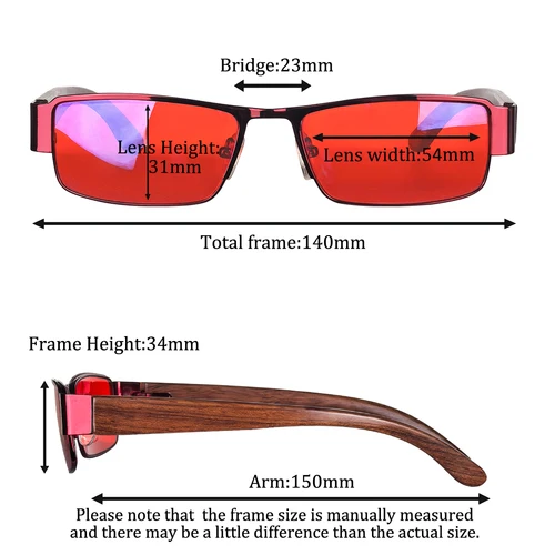 Imagen 2 del producto Lentes de protección contra luz azul SHINU, gafas de conducción amarillas, gafas para dormir, lentes rojos, lentes de juego naranjas con marco de pata de madera