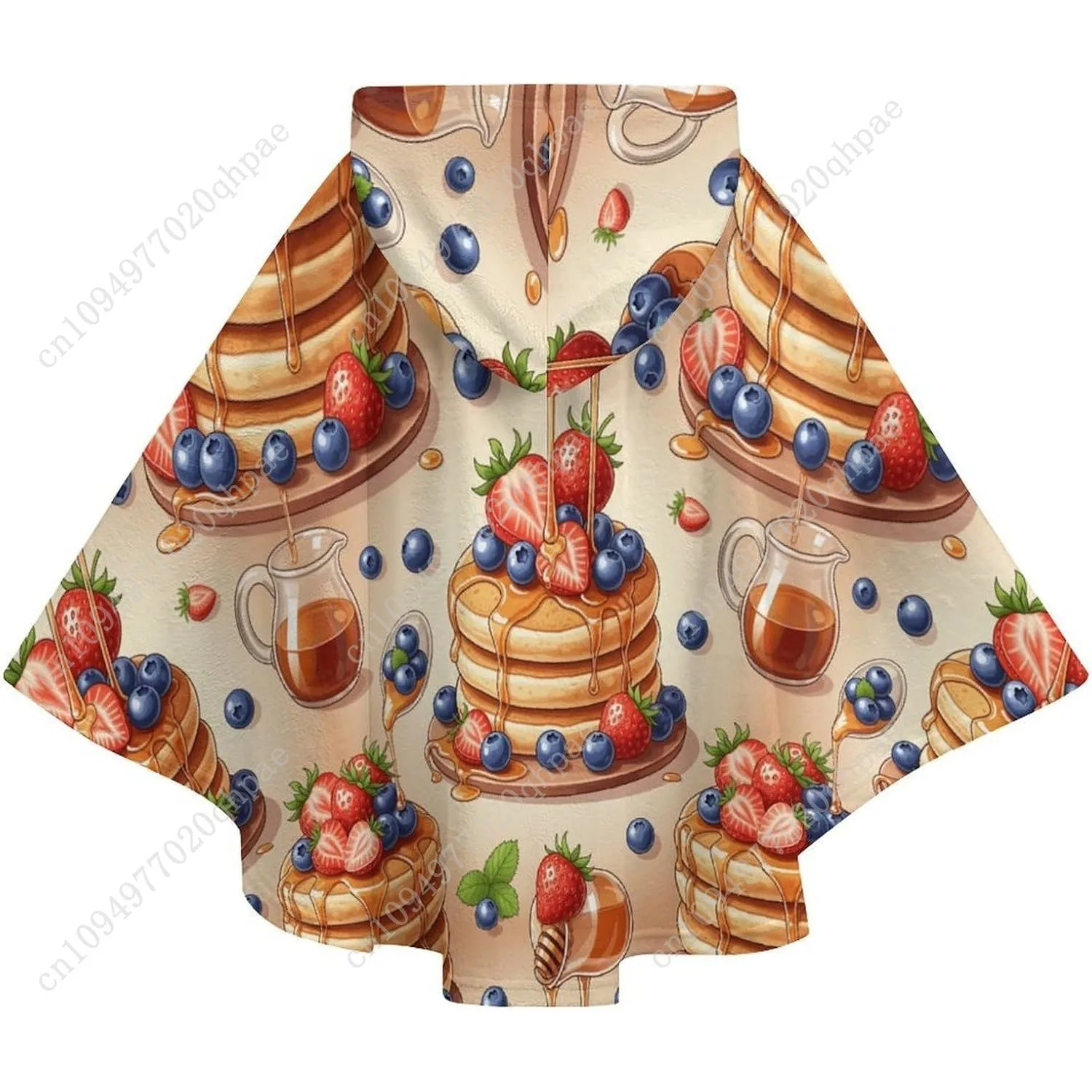 سترة بطانية مريحة من الفلانيل، كومة فطيرة مع هوديي كبير الحجم من التوت مع جيوب للأطفال والمراهقين